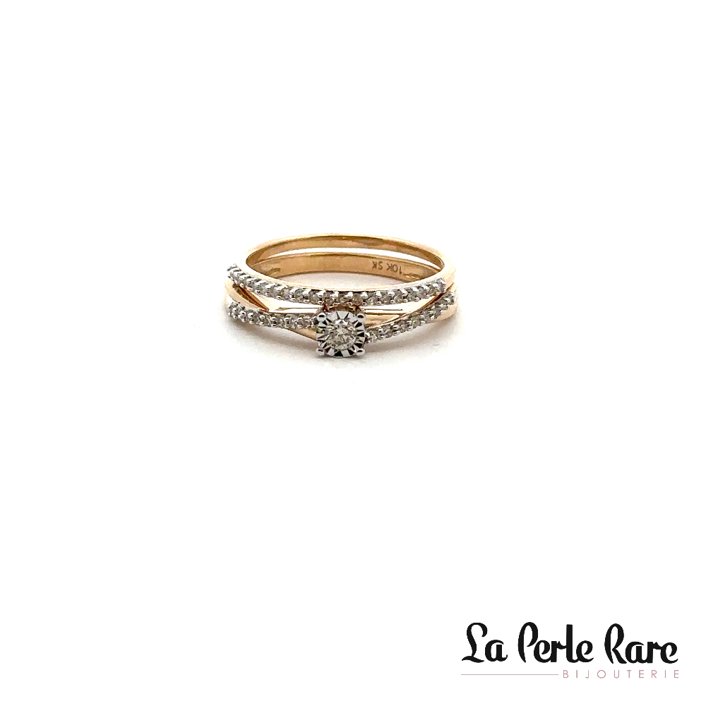 Ensemble d'alliances or jaune 10 carats, 25 points de diamants total - SKR43246-25 - Sk Diamonds