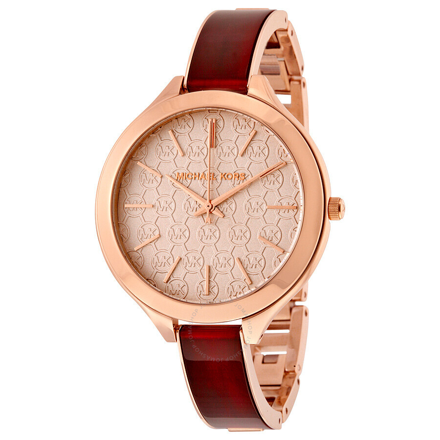 Women's pink steel, red acetate watch - MK4310 - Michael Kors