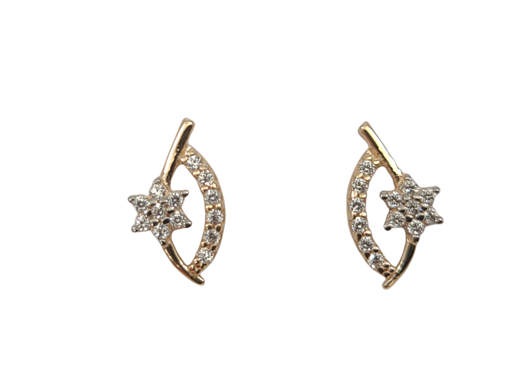 2 tones gold fixed earrings (pink/white), zirconia - EOZ-1247-2TR - Exclusivity