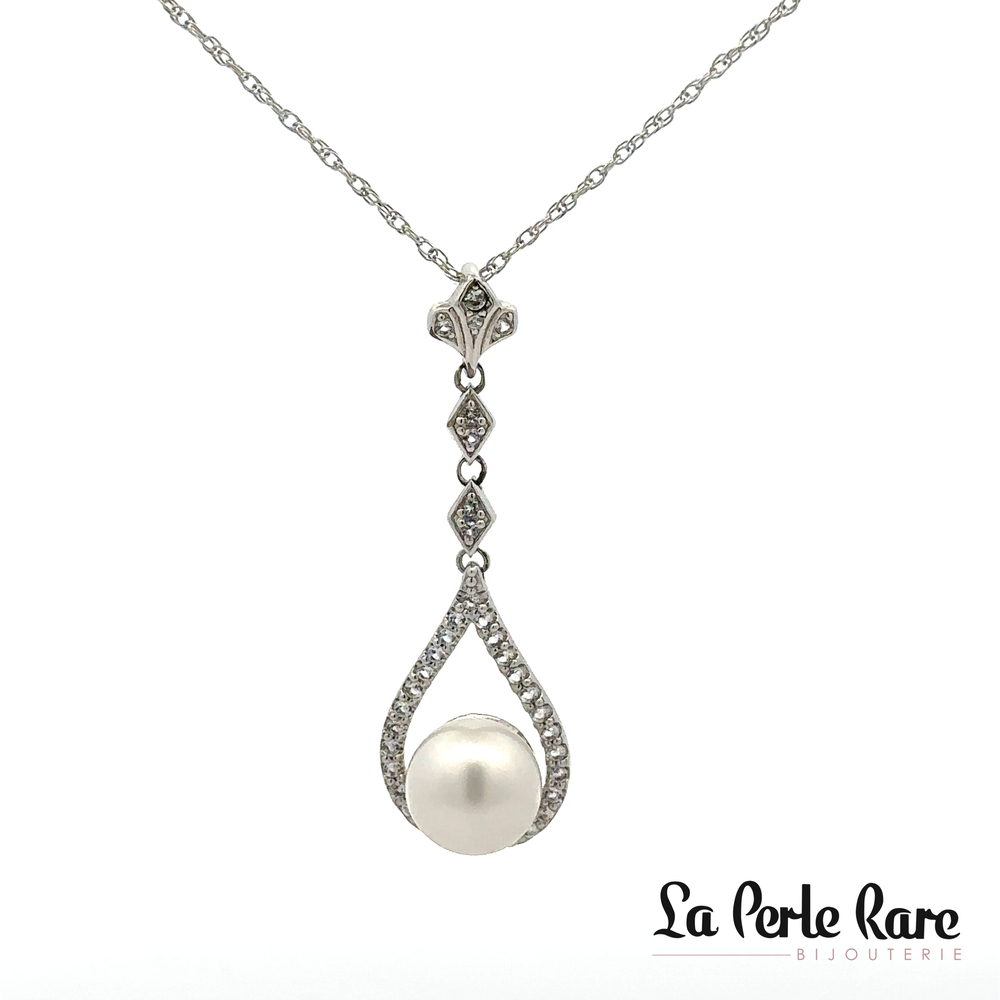 Pend .925 perle d'eau douce 9-10mm cz - JF56646W18 - Nishi Pearls