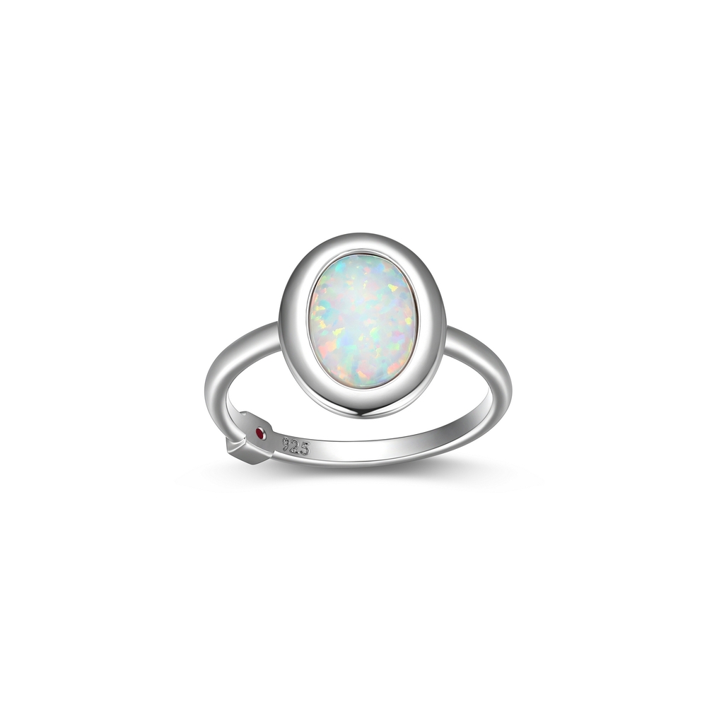 Bague argent rhodié, opale synthétique - R4LAGC39A8 - Elle