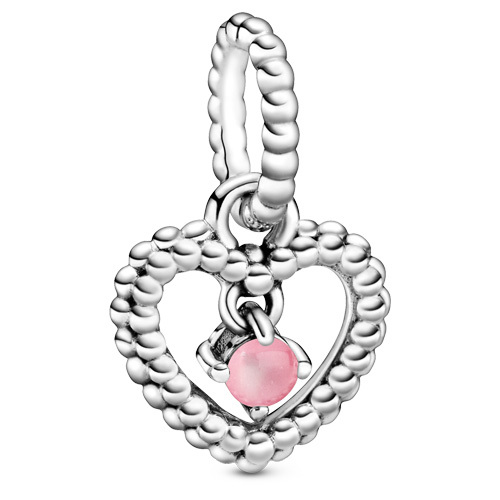 Bille coeur perlé, argent, cristal rose pétale - 798854C09 - Pandora