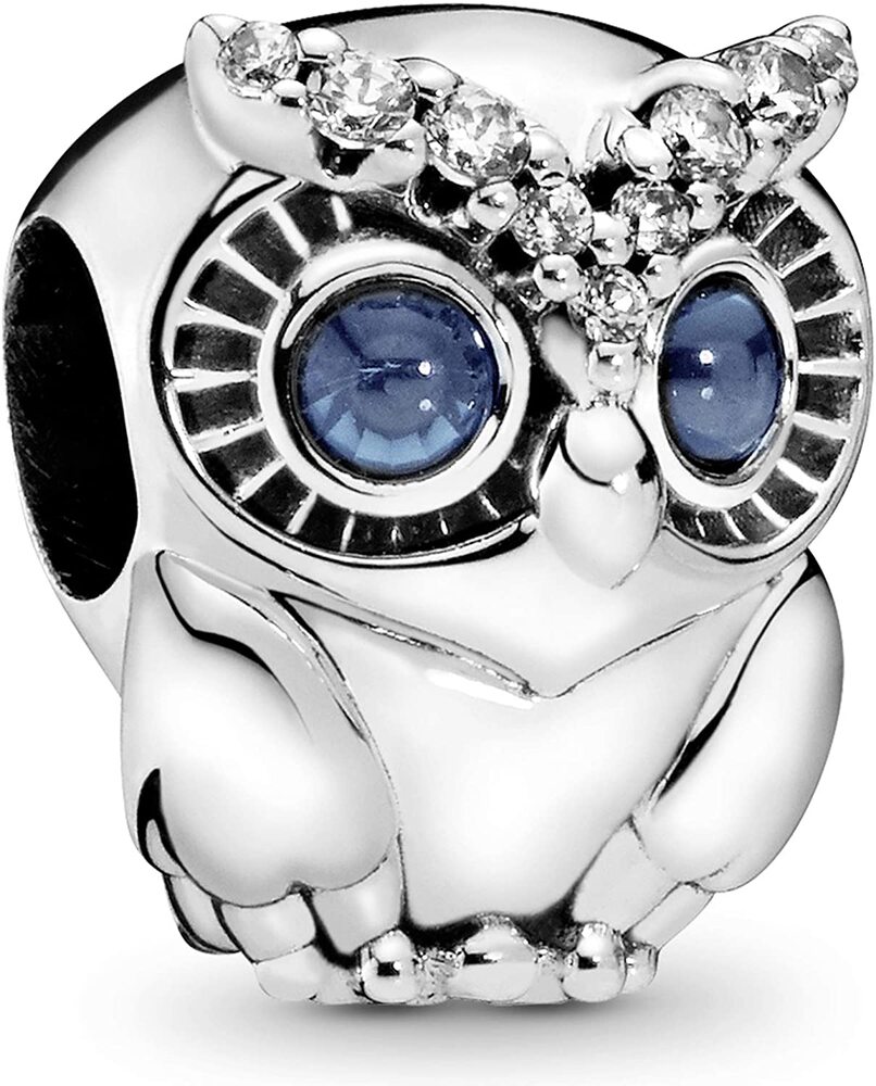 Bille hibou scintillant, cristaux bleus, cz incolores - 798397NBCB - Pandora