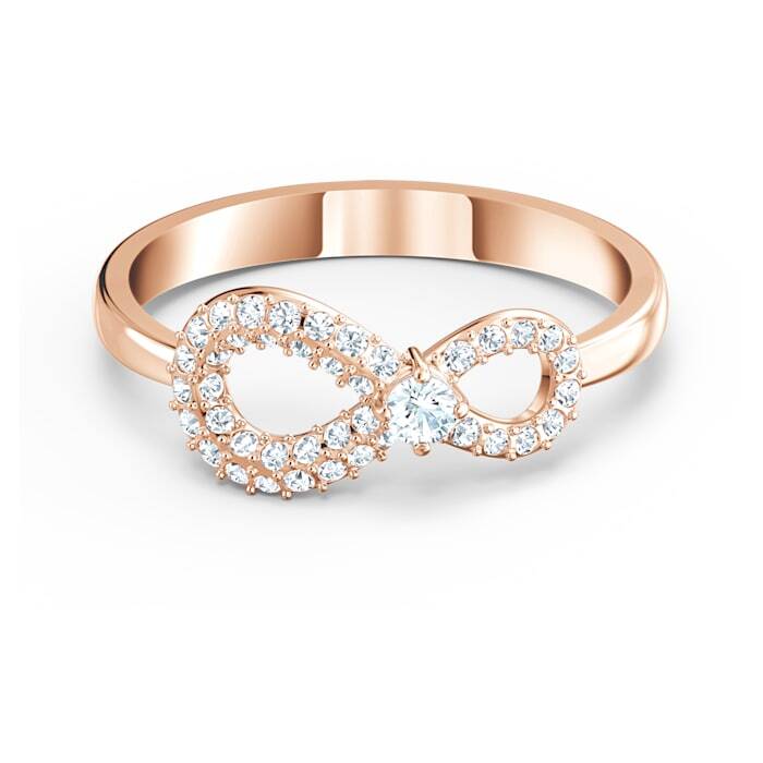 Infinity swarovski, white, rose gold metal ring - 5535400 - Swarovski