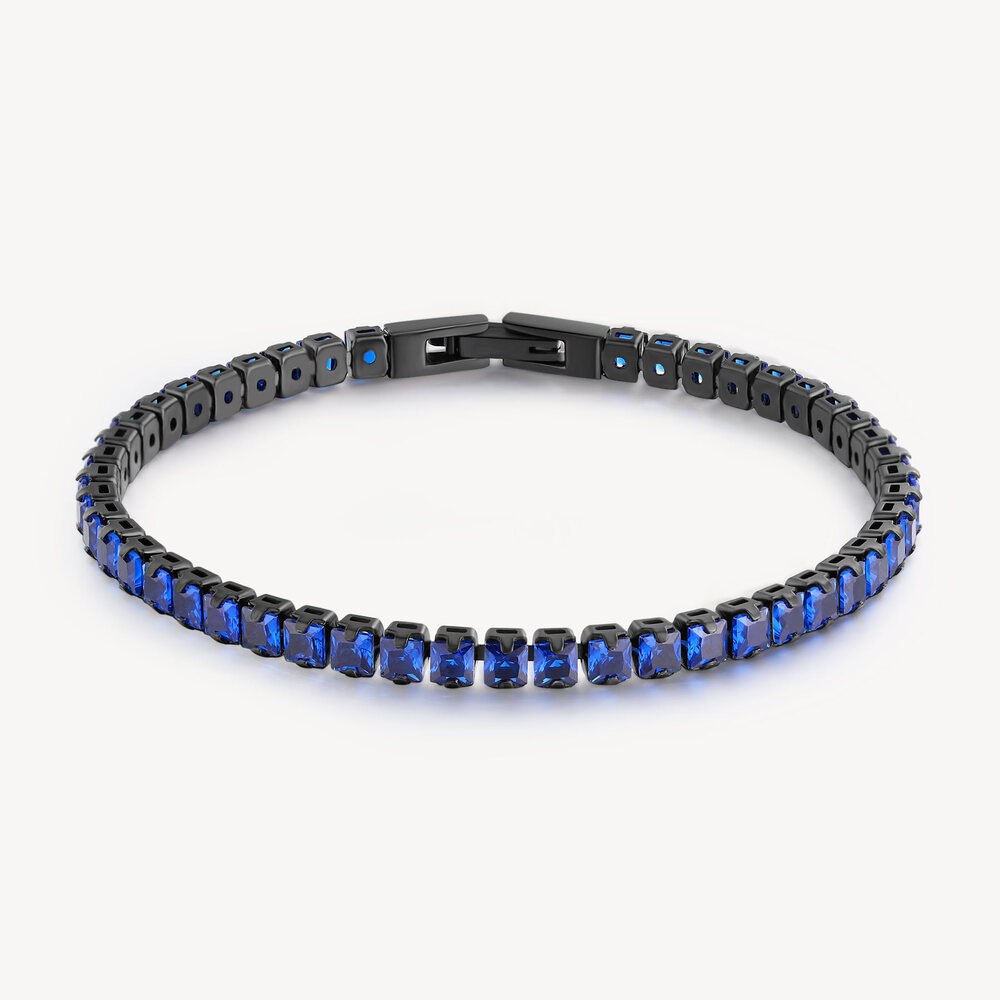 Bracelet tennis avant-garde, acier noir, zircons bleus - BVD22 - Brosway Italia