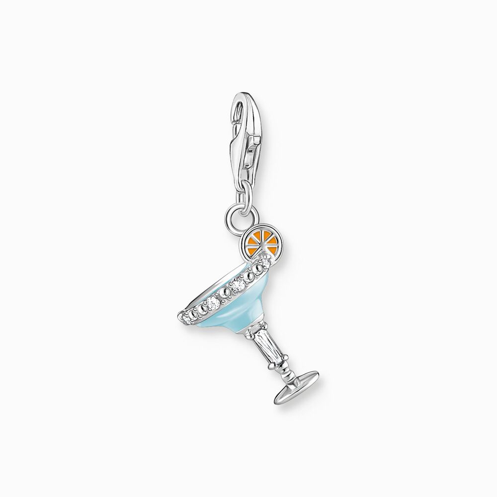 Charm verre à cocktail, argent, zircons, émail menthe/orange - 1930-041-7 - Thomas Sabo