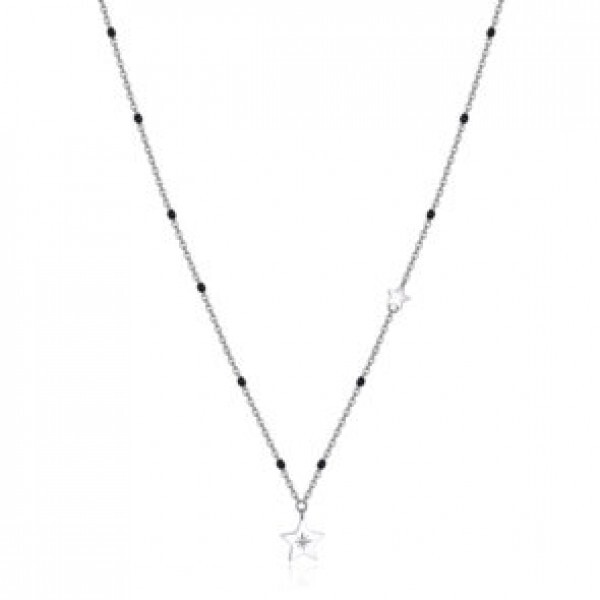 Collier étoile, acier, émail noir, zircon - BAH37 - Brosway Italia