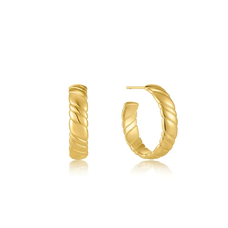 Gold-plated silver hoops - E038-03G - Ania Haie