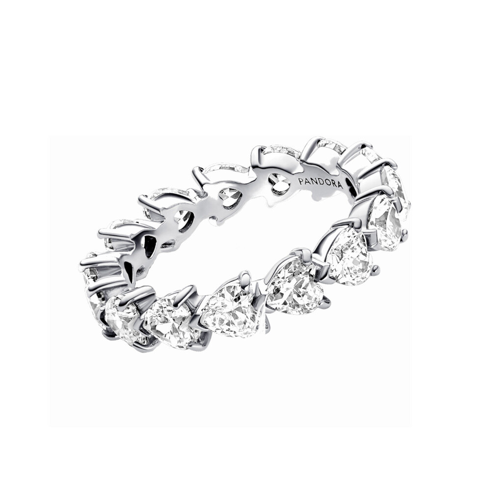  Eternity ring, hearts, silver, cubic zirconium - 193103C01-52 - Pandora