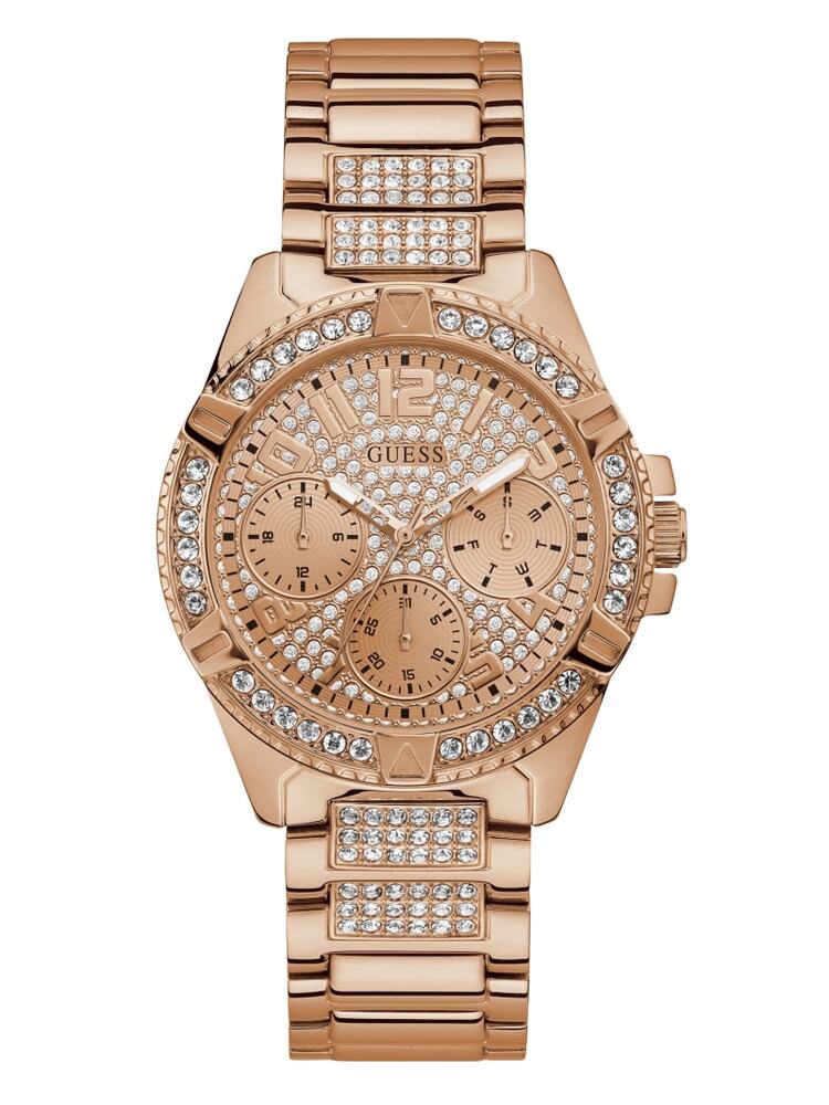  Rose gold stainless steel watch, rose dial, crystals - U1156L3 - Guess