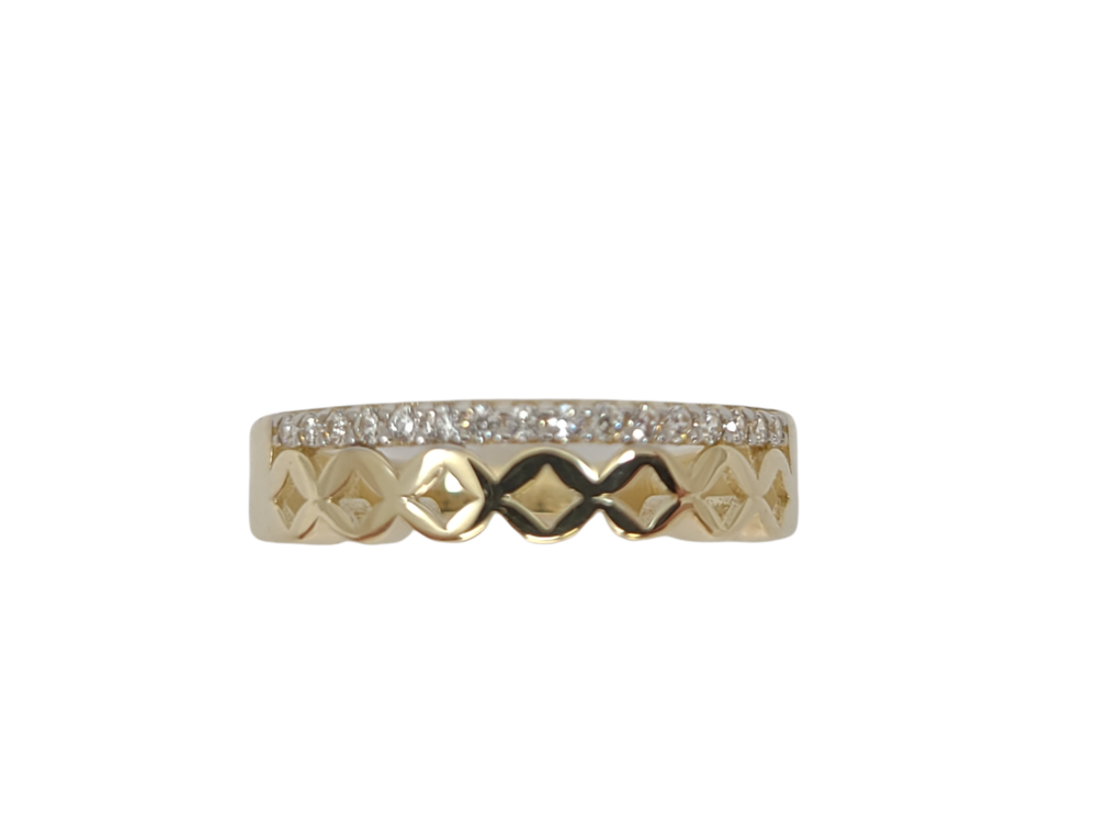 2 tones gold ring (yellow/white), zirconia - ROZ-3260-2T - Exclusivity