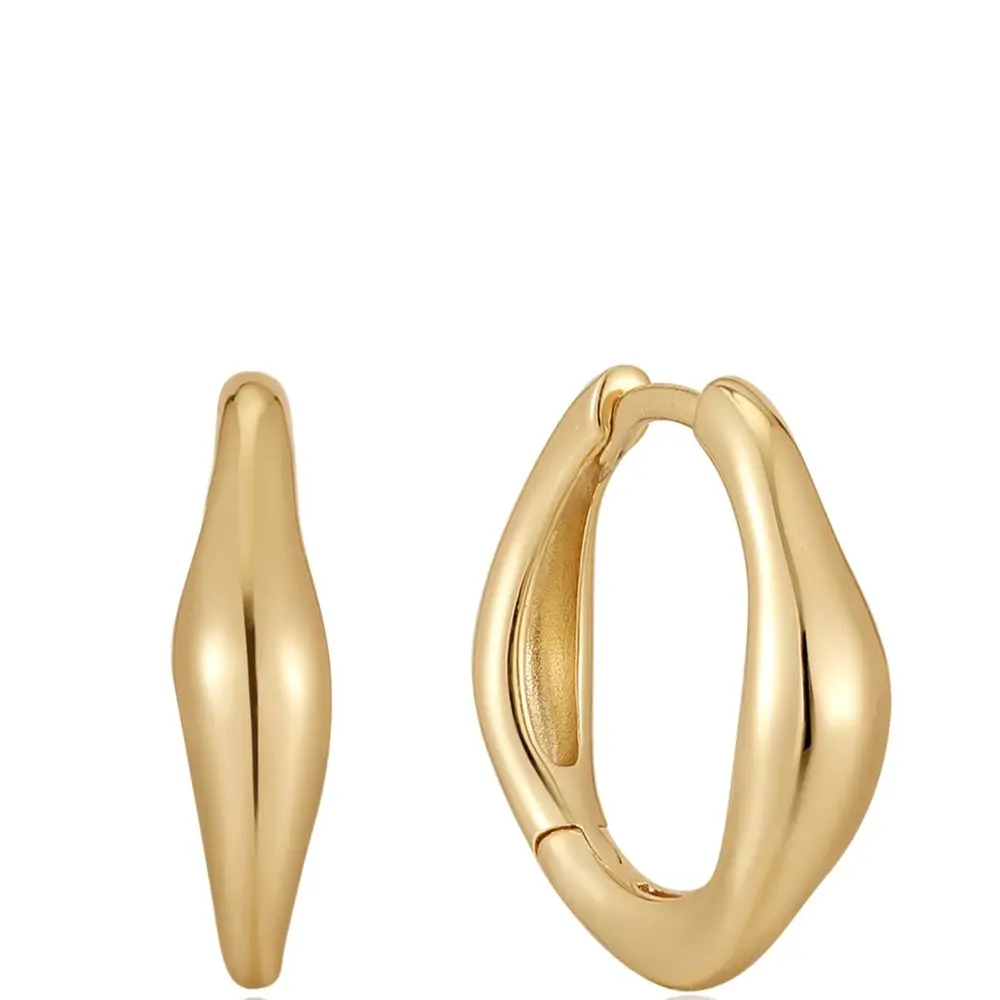  Gold-silver huggies earrings - E044-03G - Ania Haie