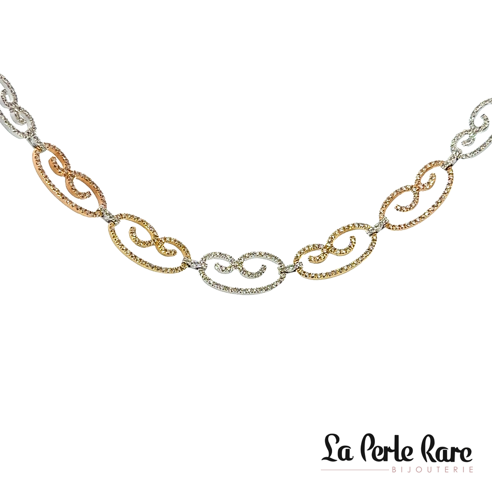 Tri-tone gold necklace (yellow/white/rose) with a total of 206 diamond points - SOUSSI111832 - Exclusivity