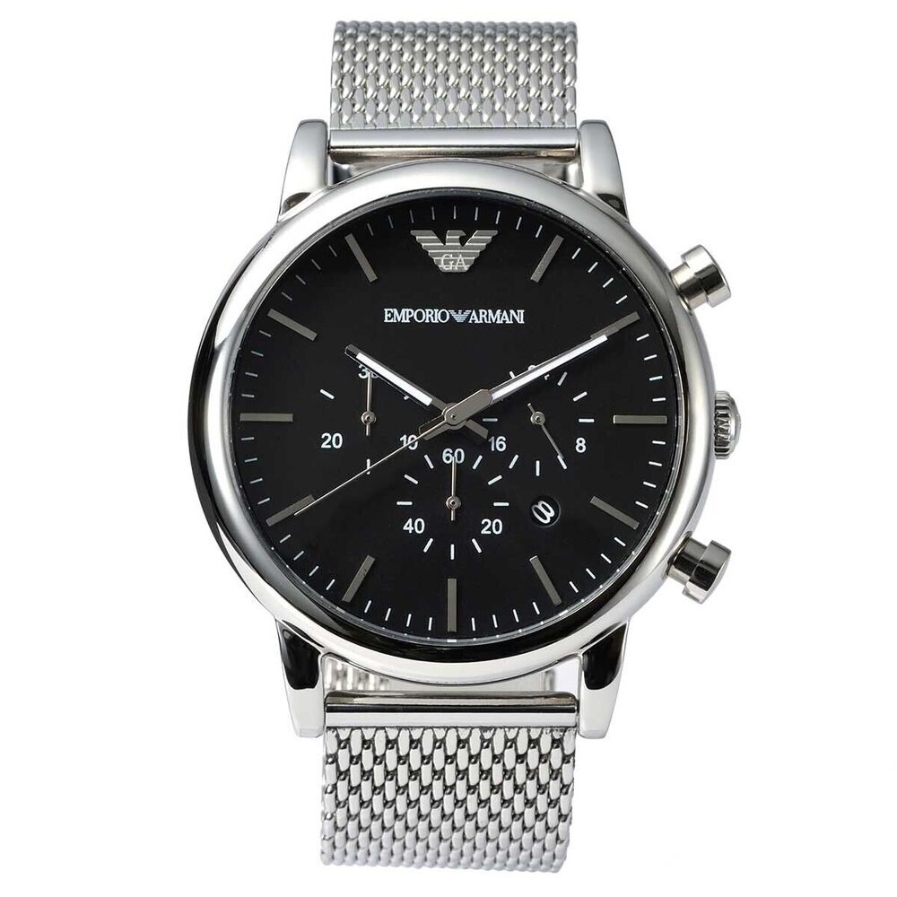 Men's watch with black dial, stainless steel - AR1808 - Emporio Armani