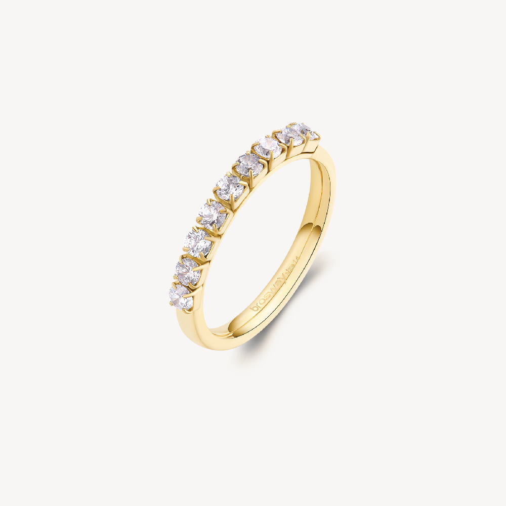 Gold-plated stainless steel semi-eternity band with zirconia - BEIA004-6.5 - Brosway Italia