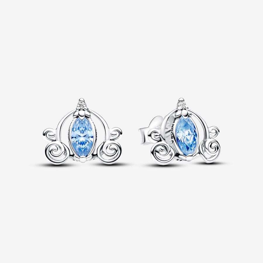 Disney's fixed earrings, Cinderella's carriage, silver, blue/white cubic zirconium - 293060C01 - Pandora