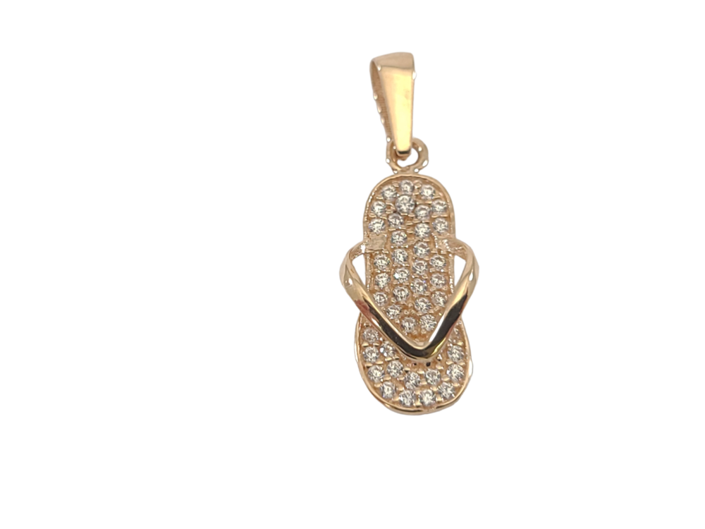 Pendentif sandale, or rose, zircons - PDC46-5094-R - Exclusivités