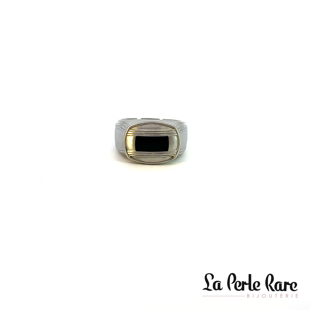 Bague acier 2 tons (blanc/noir) - 171-R71350-9 - Charles P. Bahringer