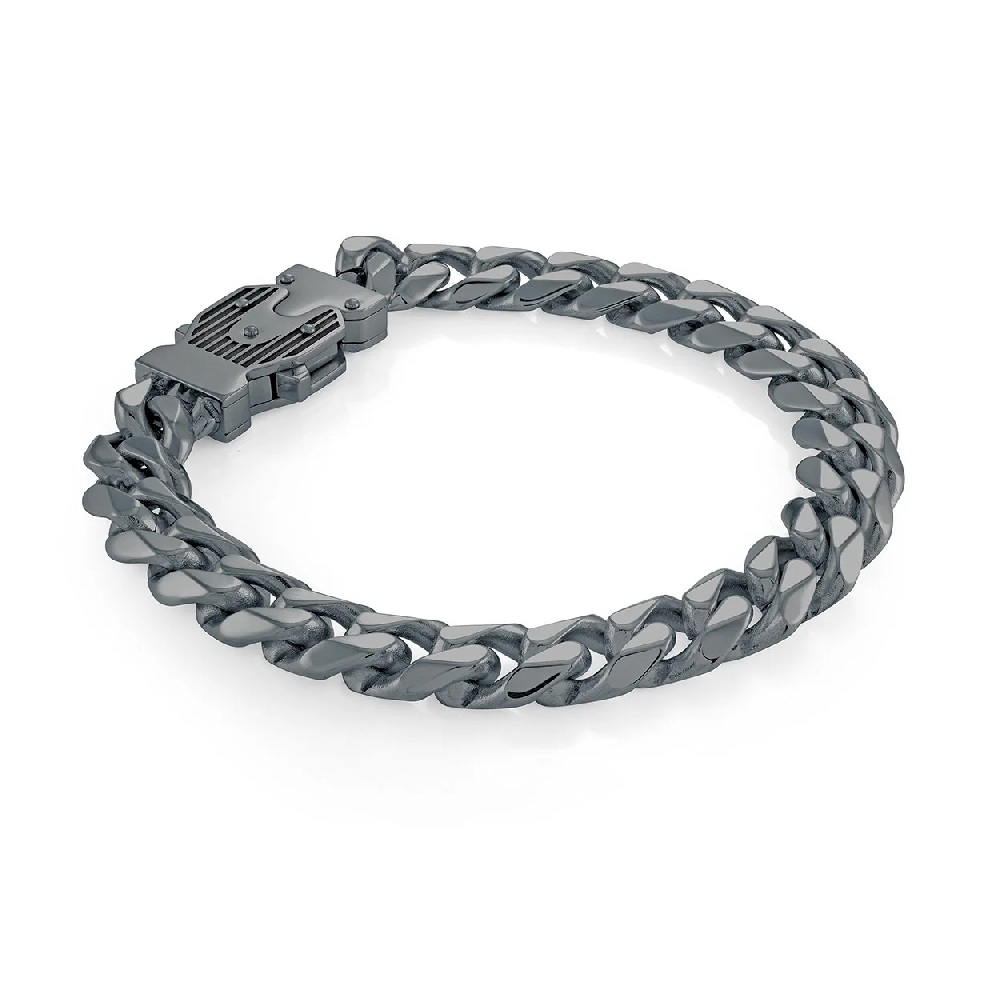 Bracelet gourmette, acier inoxydable noir, 10 millimètres - SMB731-8.5 - Italgem Steel