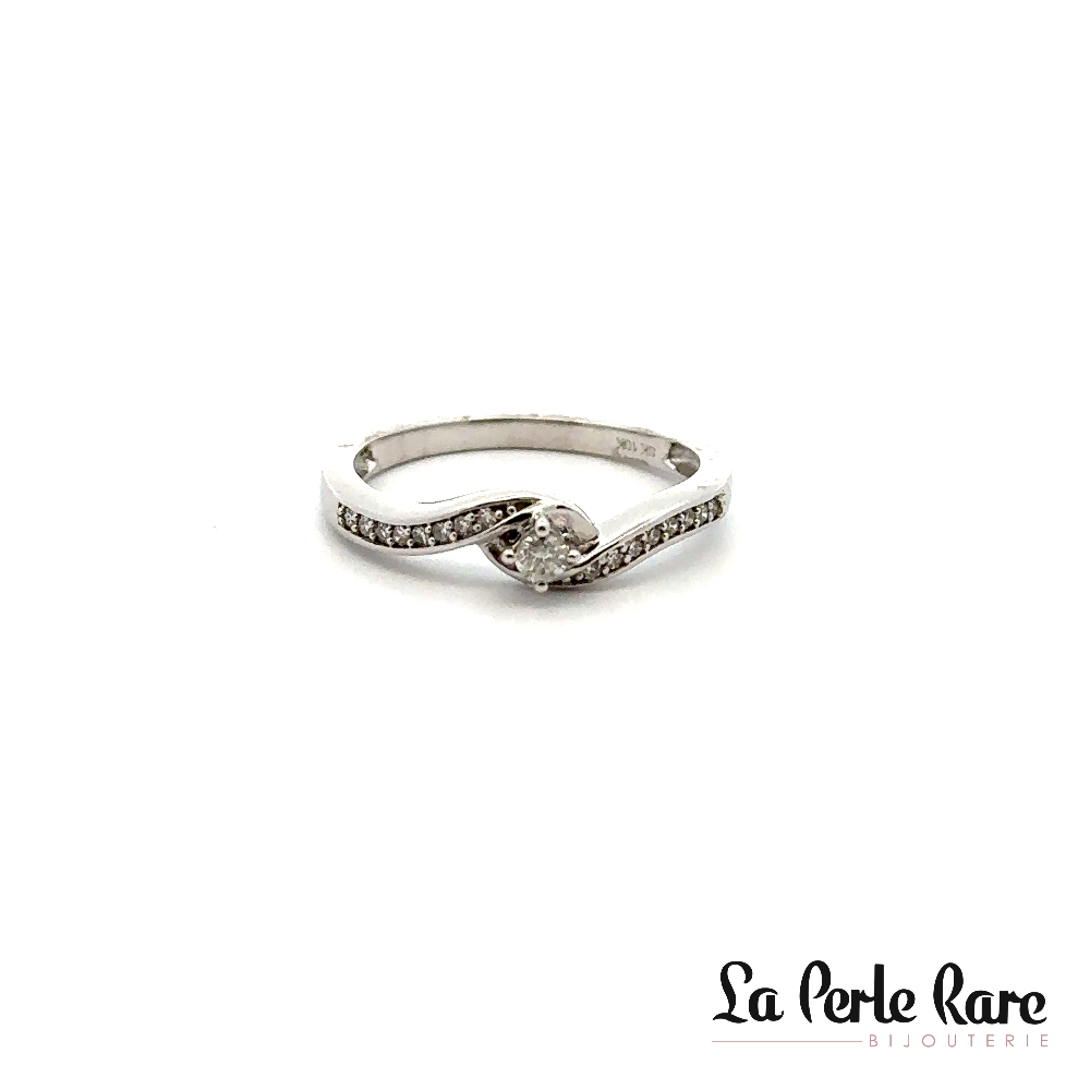 Bague or blanc 10 carats, 15 points de diamants total - SKR11350-15 - Sk Diamonds