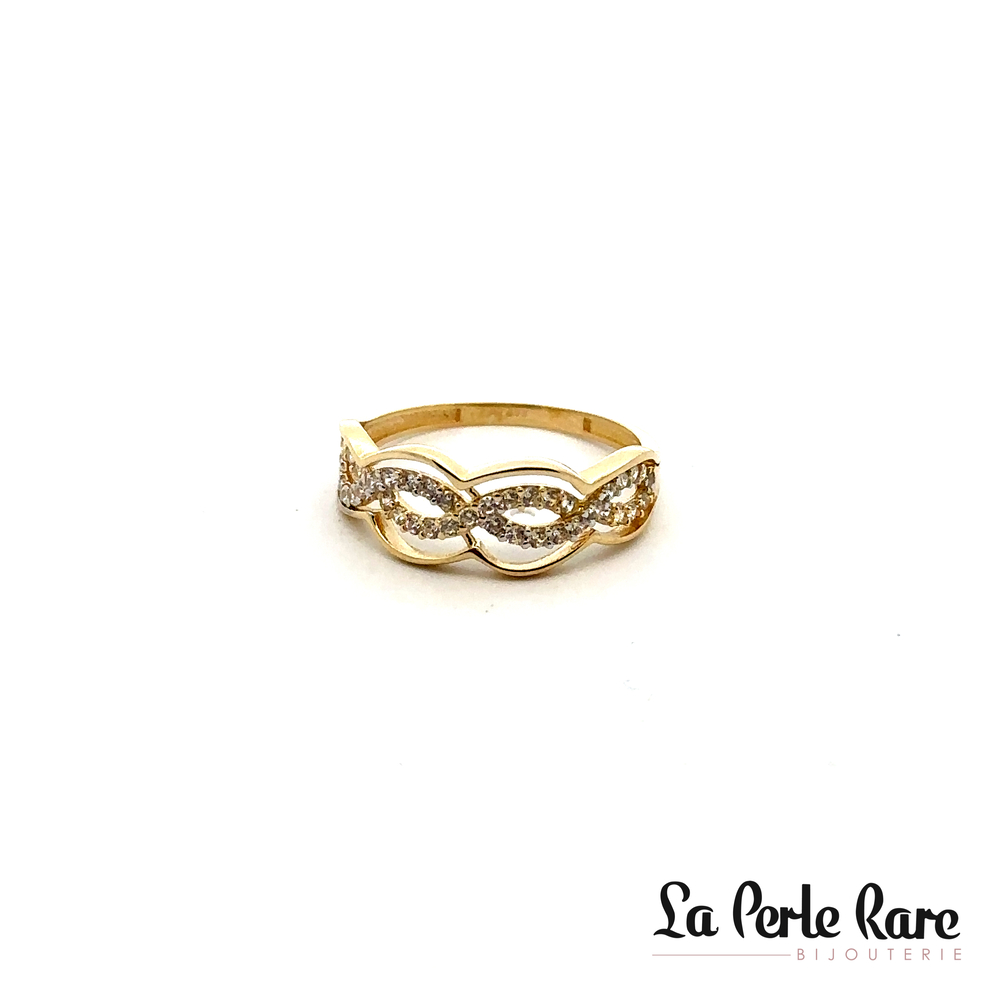 2 tones gold ring (yellow/white), zirconia - ROZ-3911-2T - Exclusivity