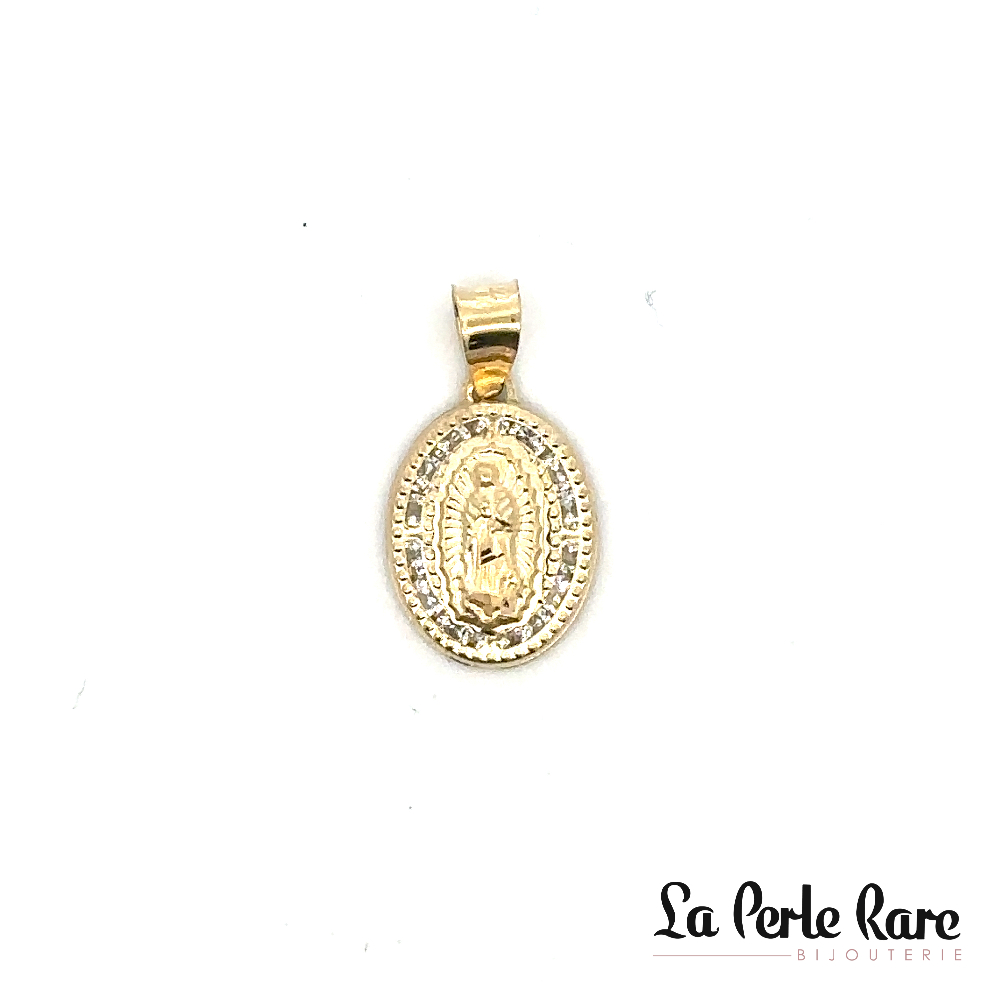 Pendentif religieux, or jaune 10 carats, zircons incolores - LPR-2469 - Exclusivités