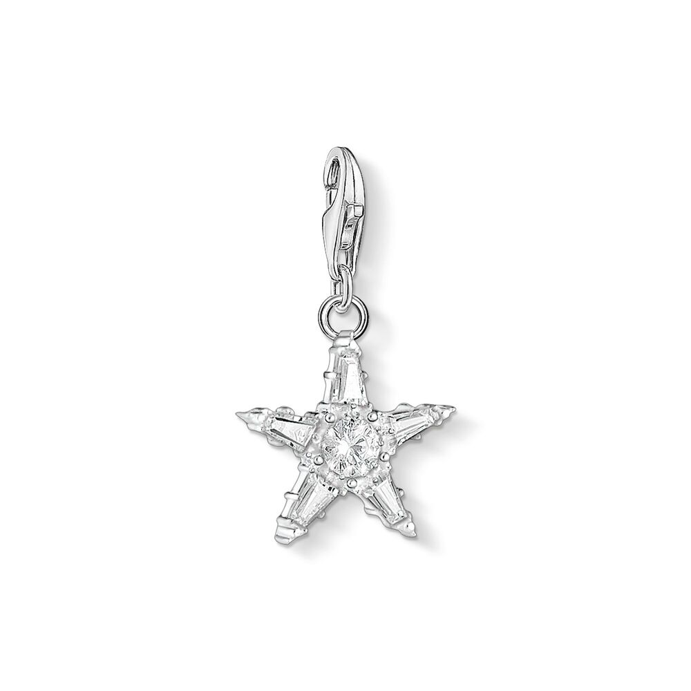 Silver and cz star pendant charm