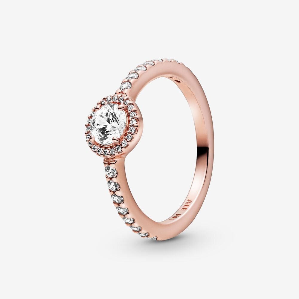 Bague halo scintillant classique, cz, rose