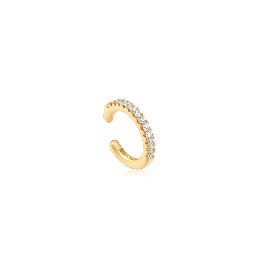 Gold-plated ear cuff with cubic zirconia