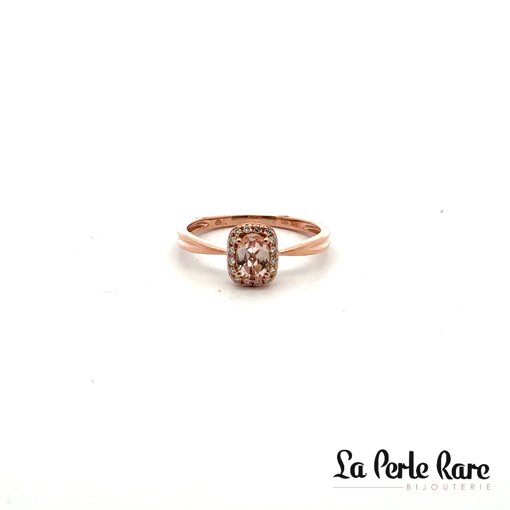 14K Rose Gold Ring, 39 Point Morganite, 8 Diamond Points Total - 7535MOR4RYA11 - Exclusivity