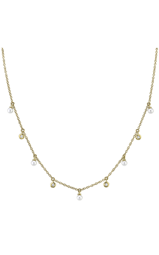 Collier or jaune, perles,4 pts dia tot - SC55021032 - Shy