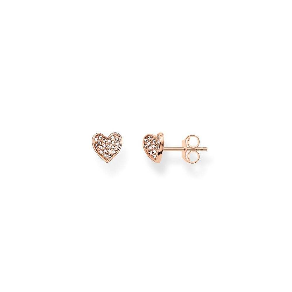 Rose silver fixed earrings with zirconium - H186341614 - Thomas Sabo