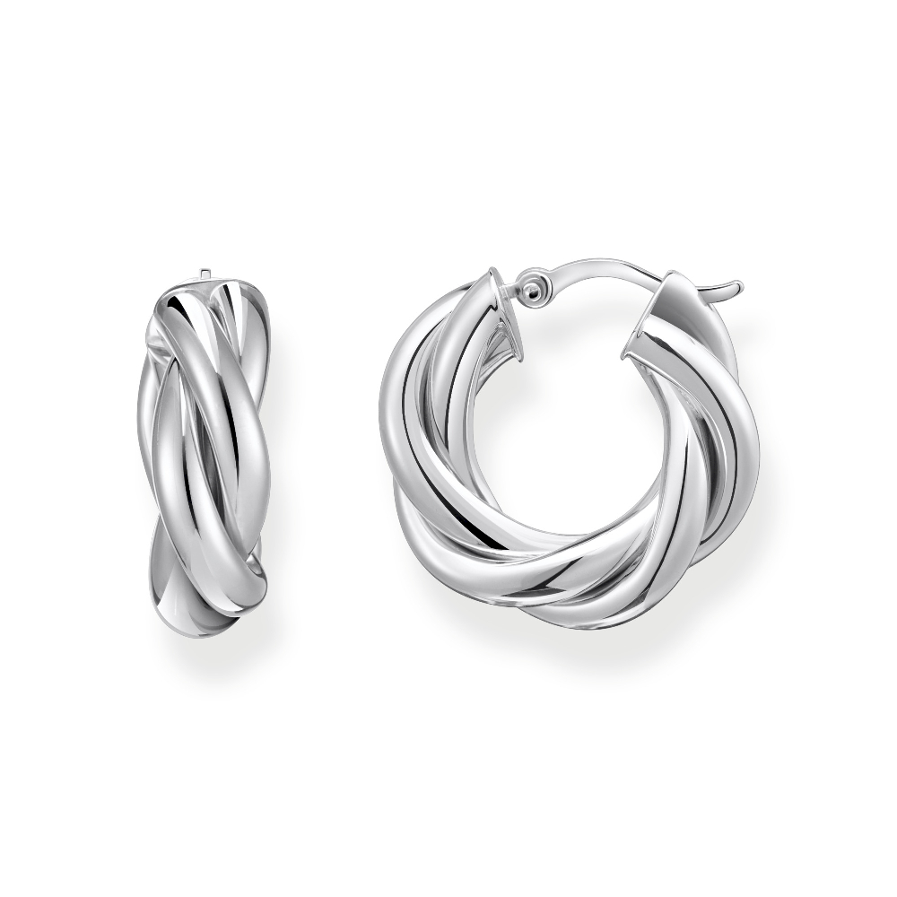 Twisted Hoop Earrings in Silver