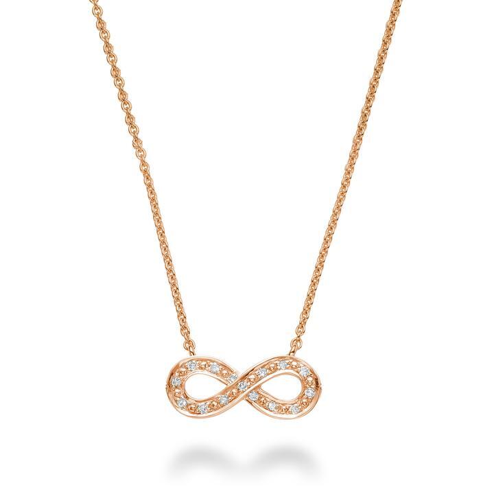 Collier infini or rose, 6 pts dia tot