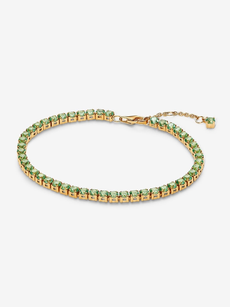 Bracelet tennis, métal unique plaqué d'or 14 carats, cristaux verts - 561469C02-2 - Pandora