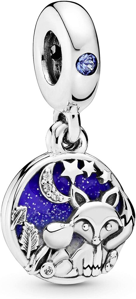 Bille renard et lapin, émail, cristal bleu, cz incolores - 798239NMB - Pandora