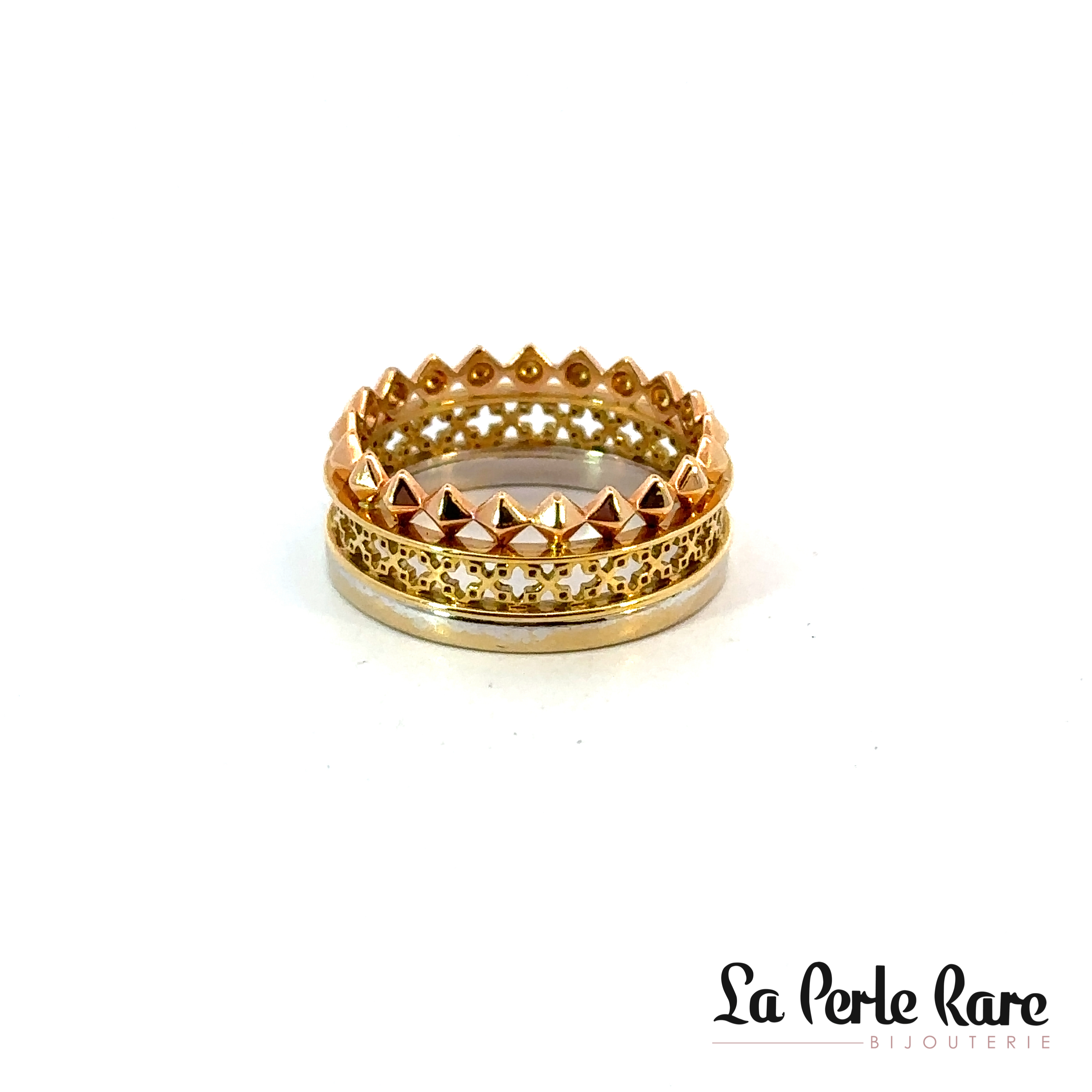 Three-tone gold ring (white, yellow, rose) - LPR-1223 - Exclusivity