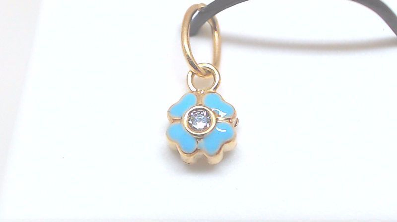 Pendentif en or jaune fleur bleu