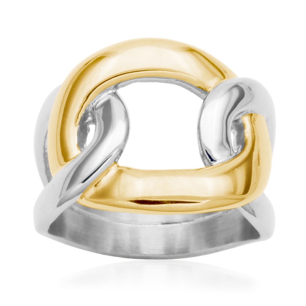 Bague acier 2 tons (blanc/jaune) - T4XF400170 - Steelx