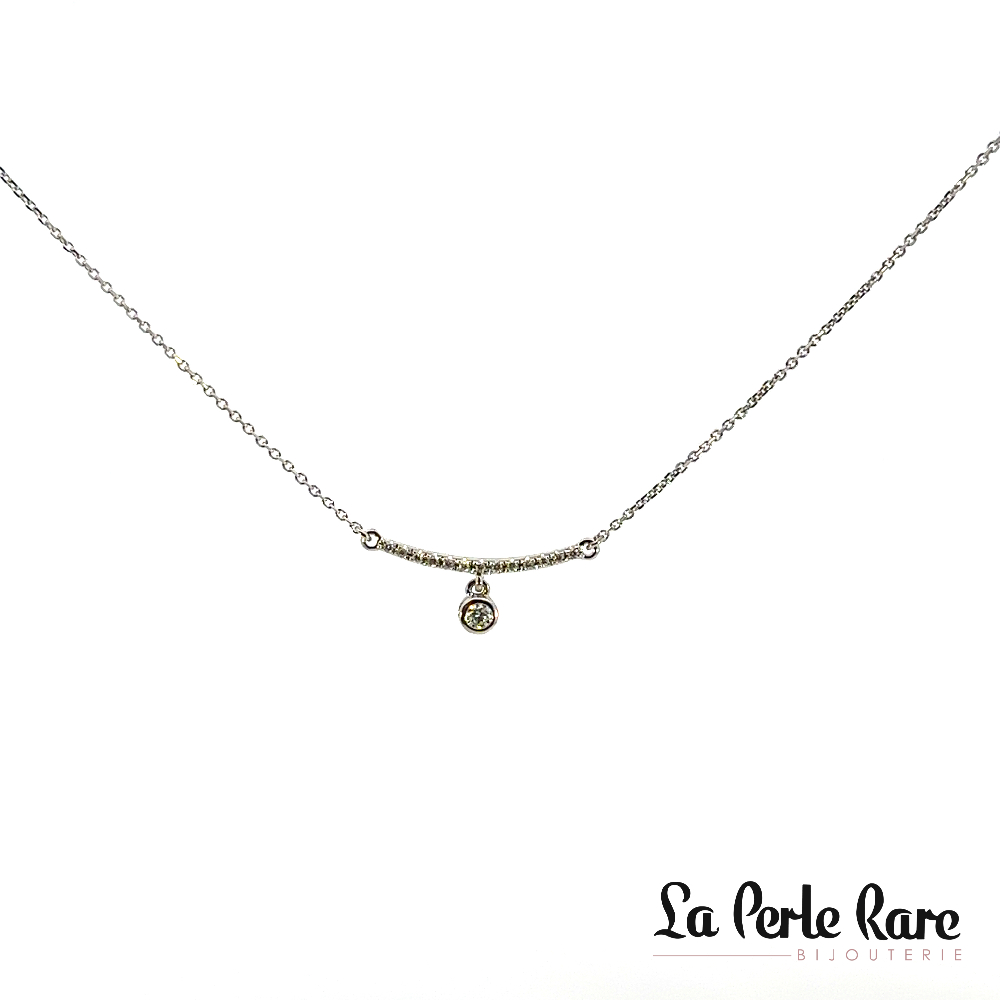 Collier or blanc 14 carats, 15 points de diamants total - TN0011D - Exclusivités