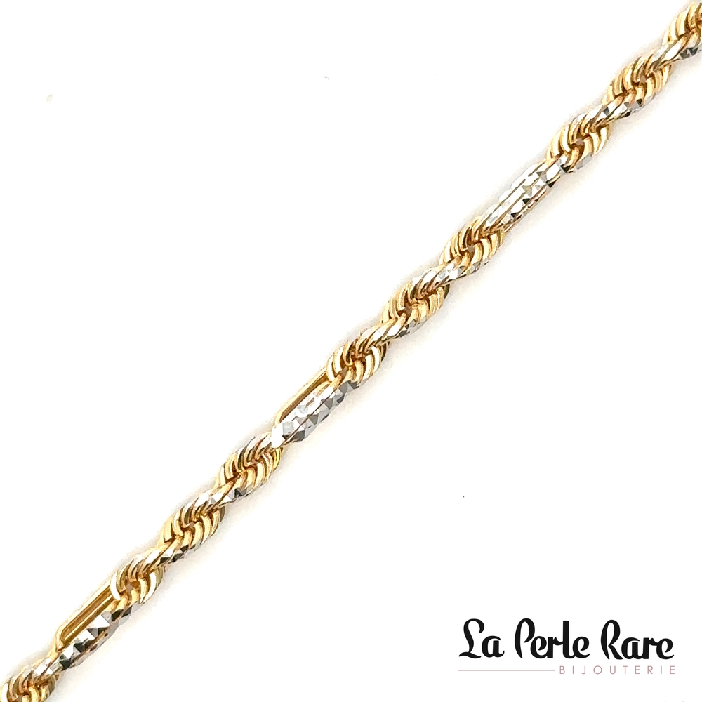 Bracelet torsade, or 2 tons (jaune/blanc) - LPR-2370-8 - Exclusivités