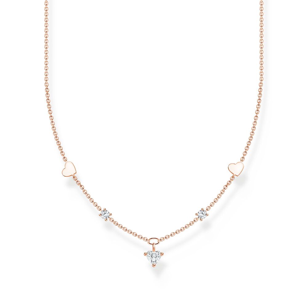 Collier coeurs, argent rosé, zircons blancs - KE2154-416-14-L42V - Thomas Sabo