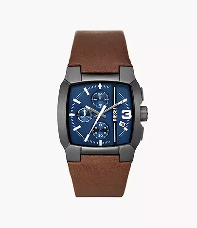 Cliffhanger chronograph watch with brown leather strap - DZ4641 - Diesel