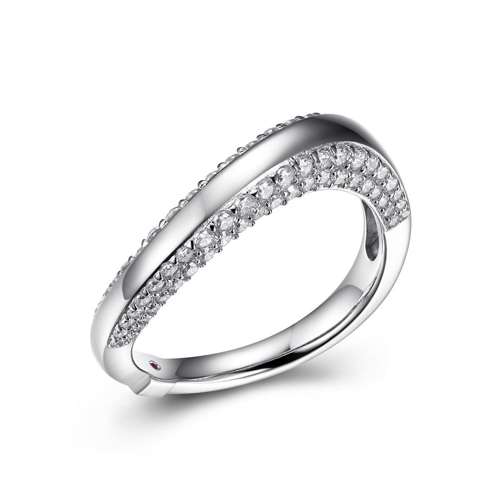 Rhodium-plated silver ring with cubic zirconia - R4LABW00-A8 - Elle