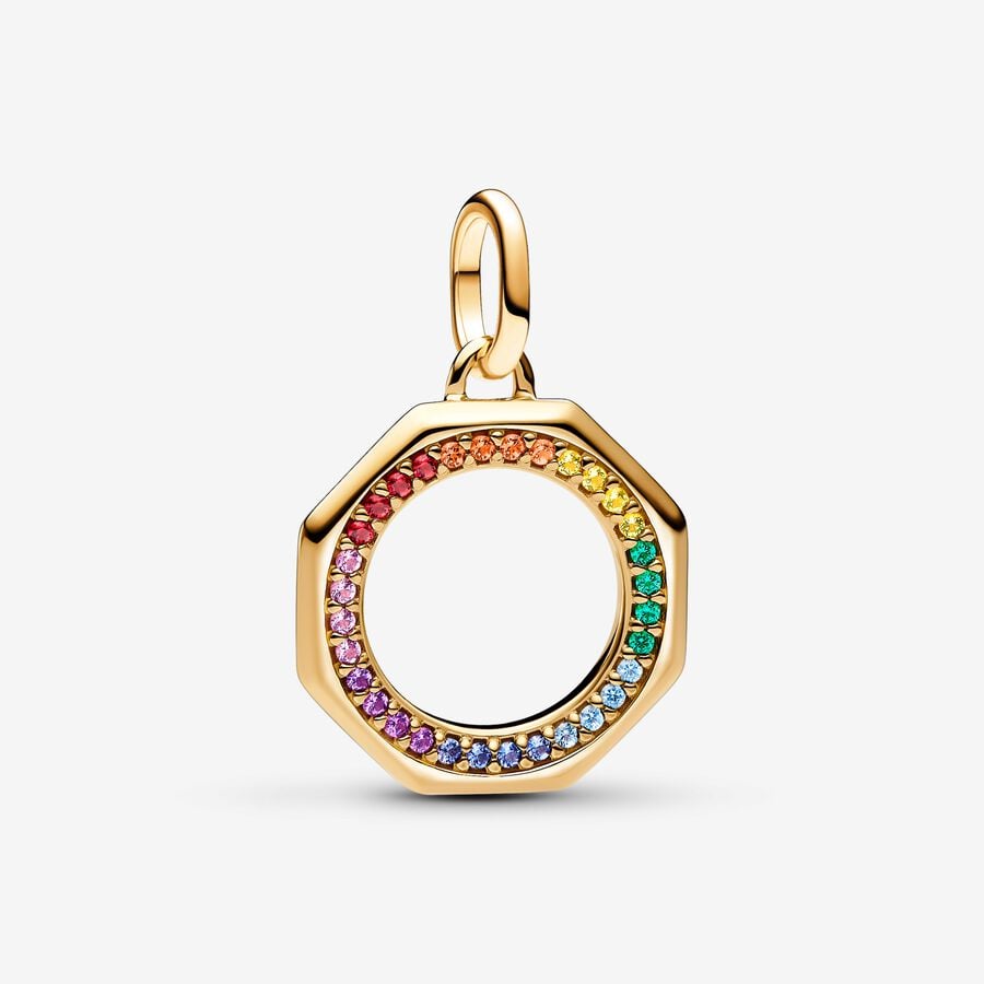 Rainbow charm, unique 14k gold-plated metal, multicolored crystals, Pandora Me - 763368C01 - Pandora