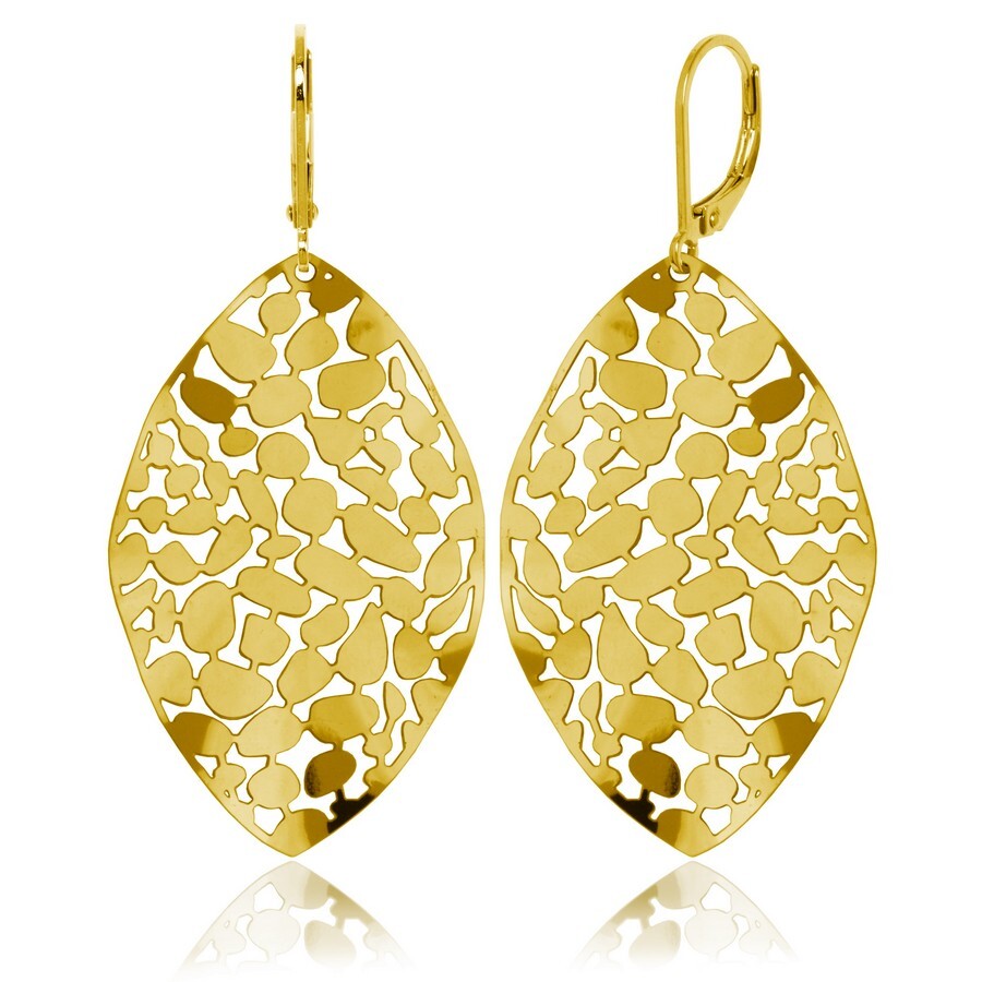 Women's dangling golden steel earrings