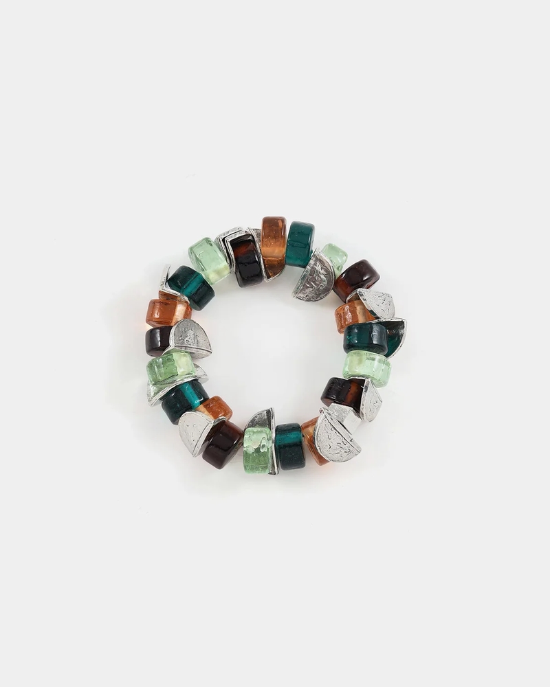 Bracelet extensible, étain, verre coloré - MANKAR-PRIMAVE - Anne-marie Chagnon