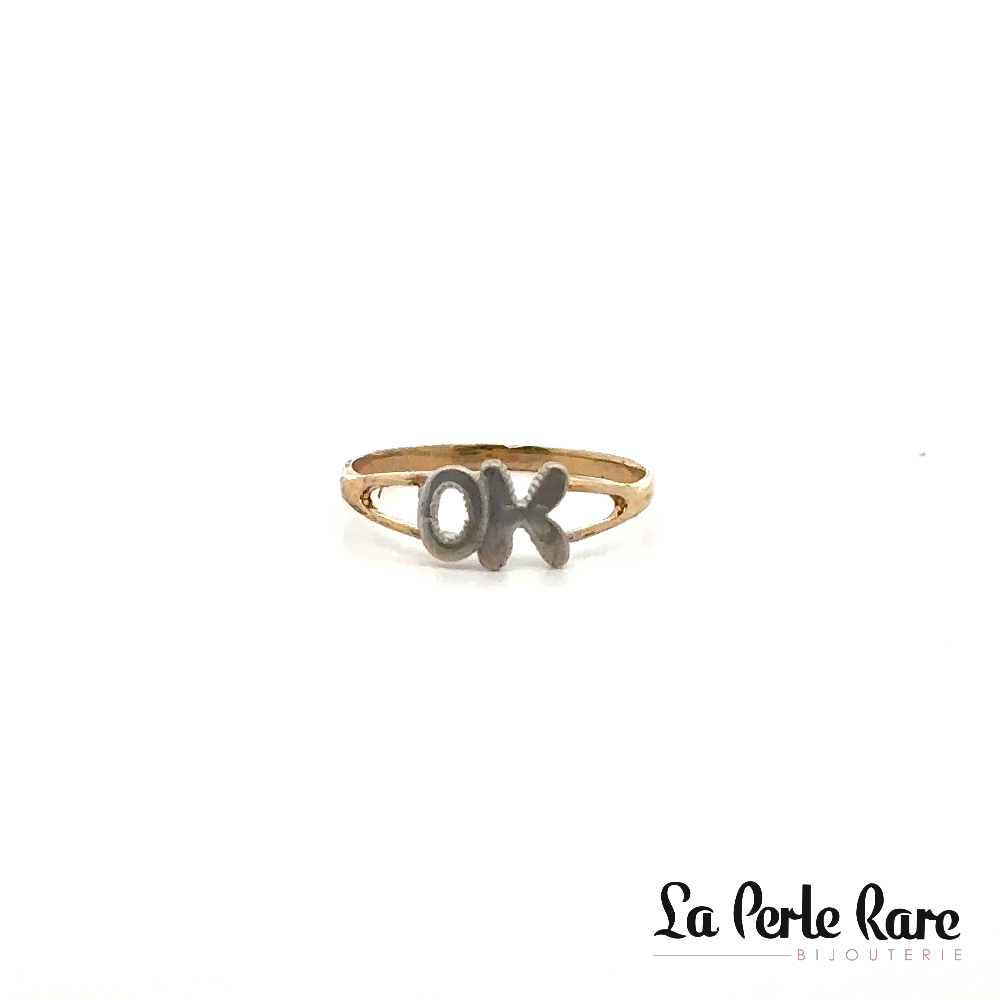 Two-Tone (Yellow/White) Gold OK Ring - 2522 - Exclusivity