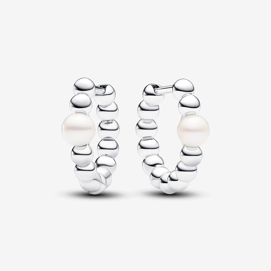 Silver Huggie Earrings, Freshwater Pearls - 293178C01 - Pandora