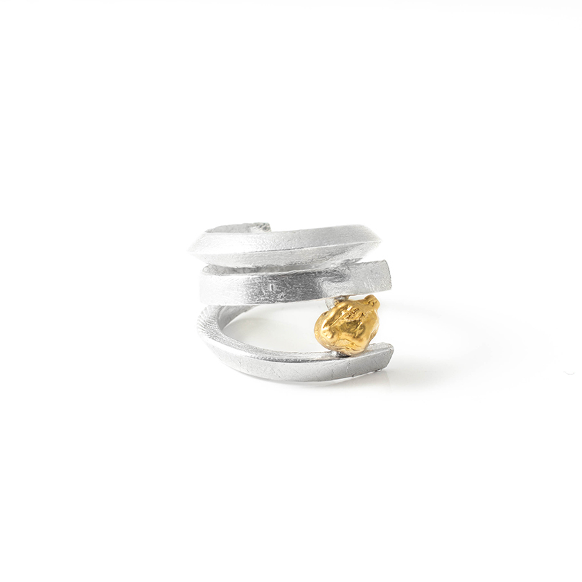 Tin ring, matte gold plated